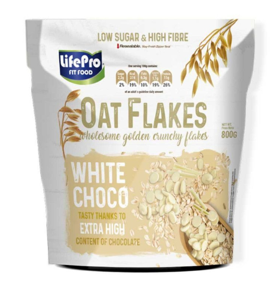 Copos De Avena 800g Sabor White Choco - LIFE PRO