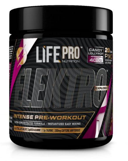 Pre-Workout Elektro, 400g , Sabor Candy Lollipop- LIFE  PRO