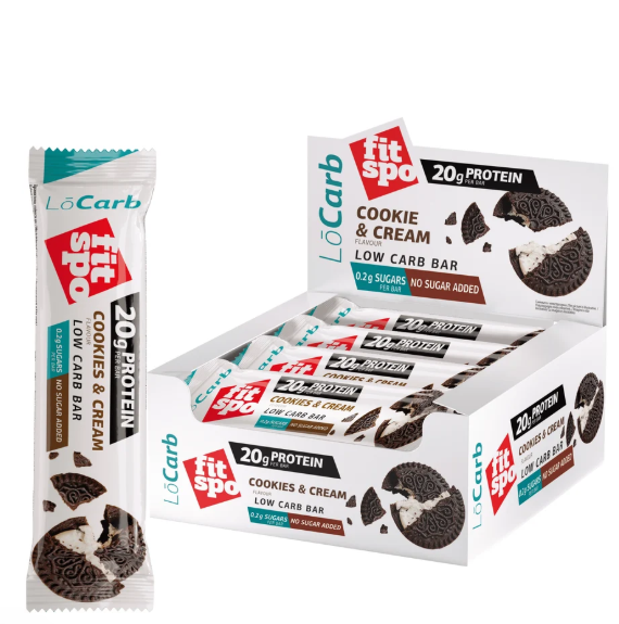 Barrita proteica Lowcarb, 60gr Sabor Cookies & Cream - FitSpo