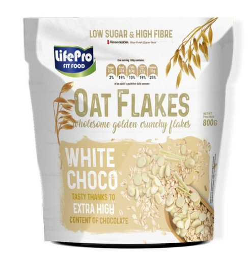 Copos De Avena 800g Sabor White Choco - LIFE PRO