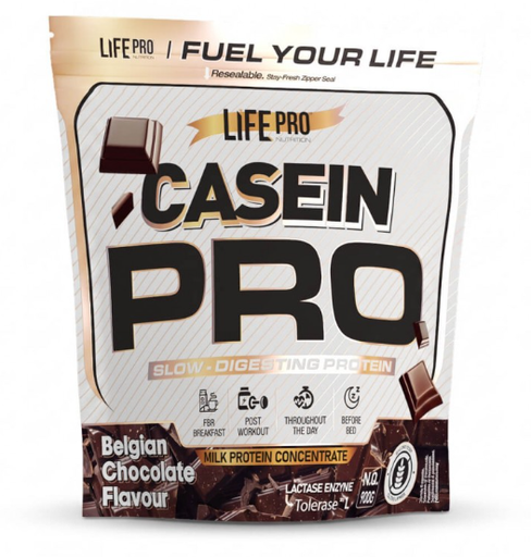 Casein Pro 900gr Chocolate Belga, Sabor- LIFE PRO